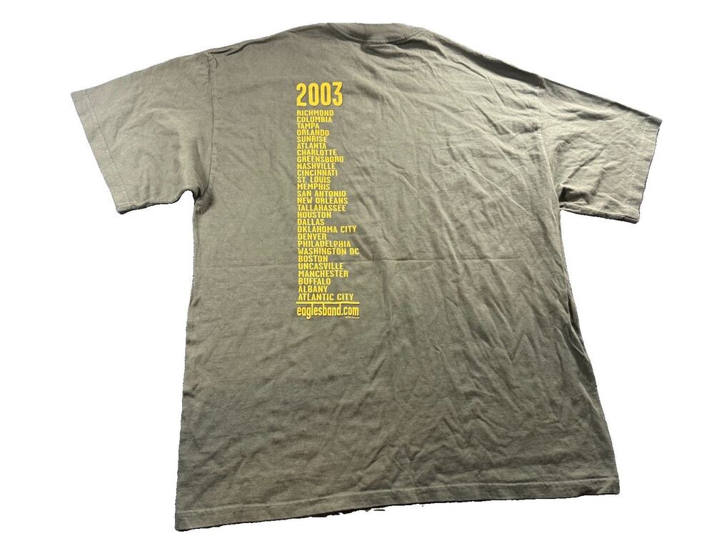 Eagles Farewell I 2003 Tour T-Shirt Men’s XL Olive Green Classic Rock Tee